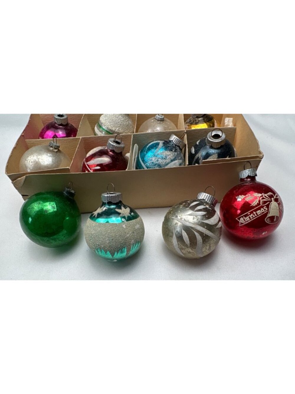 Shiny Brite Glass Christmas Ornaments Mixed Set 12 Assorted Colors Designs - Picture 7 of 13
